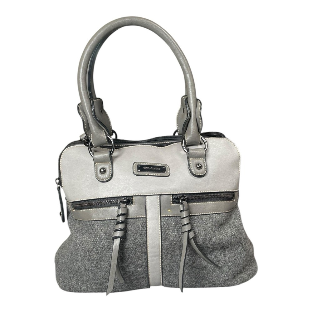 Women's Coco + Carmen Reese Satchel Bag Grey With Faux Fur